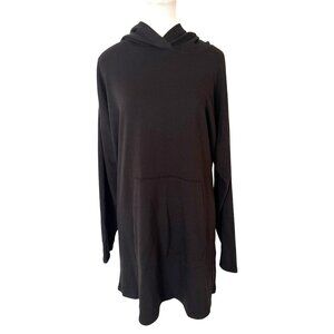 NWT Eileen Fisher Hooded Boxy Tunic Black Tencel & Organic Cotton Blend Size M